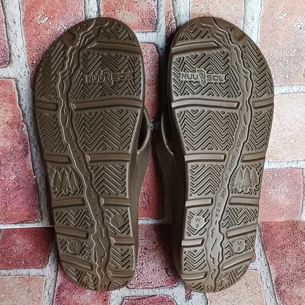 NuuSol Cascade Flip Flops Mens 8 Womens 9 Brown Comfort Thong Sandals